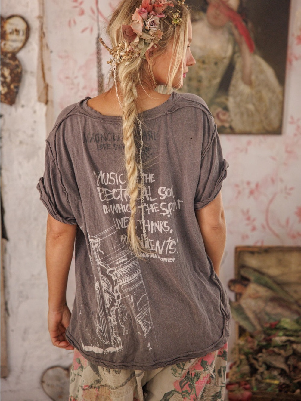 Magnolia Pearl Beethoven Julien Henley Shirt Loose Top - Picture 5 of 12